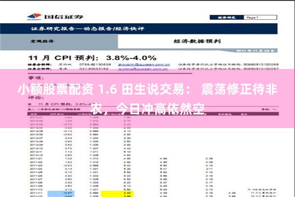 小额股票配资 1.6 田生说交易： 震荡修正待非农，今日冲高依然空